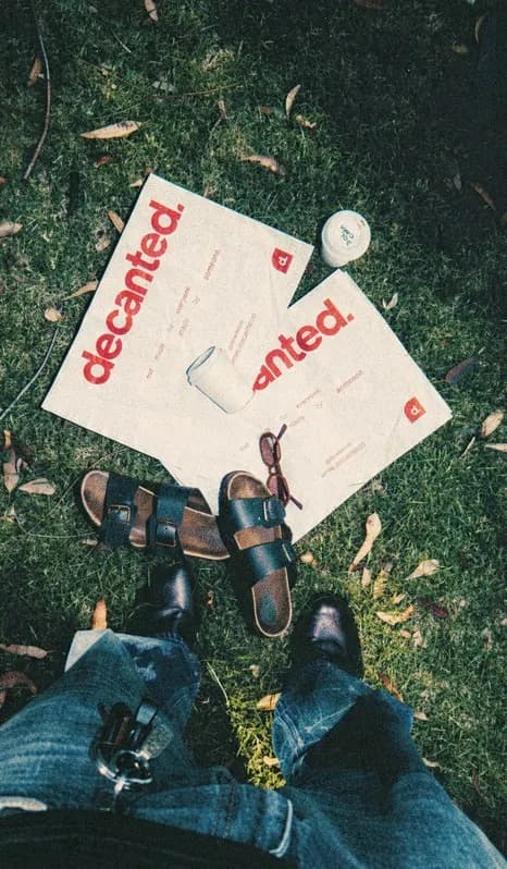 two decanted. mailers on the grass